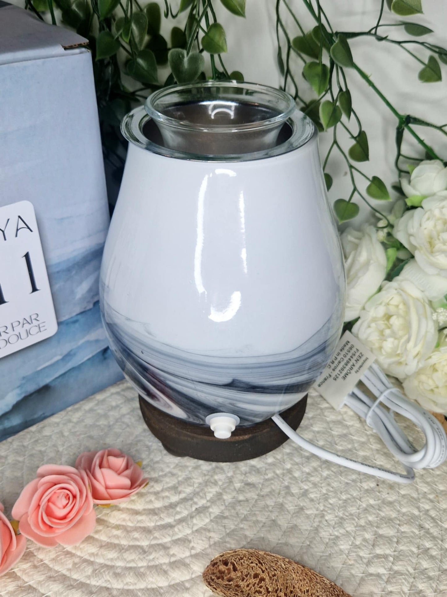 Brûle parfum électrique effet marbre